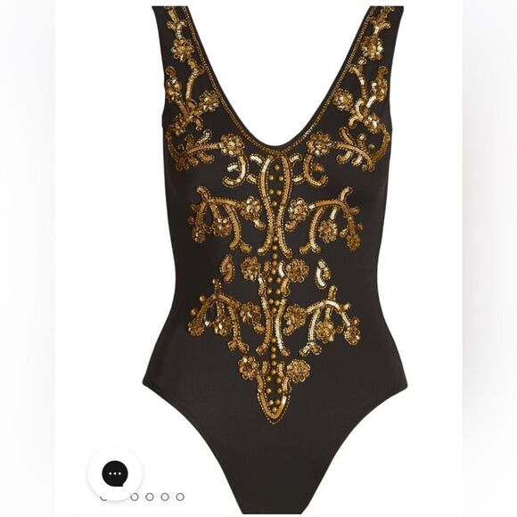 Boston Proper Amita Naithani V-neck Sequin Embellished One Piece Swimsuit-black - Picture 16 of 16